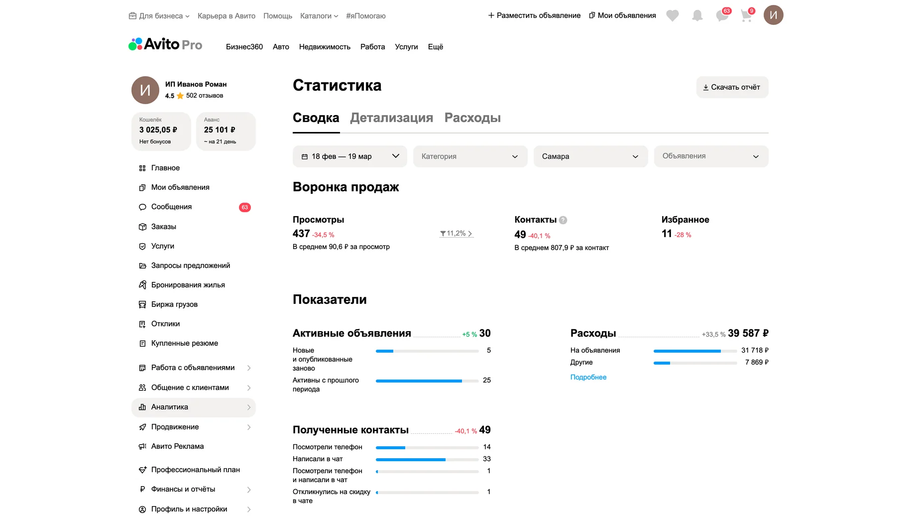 Статистика до работ