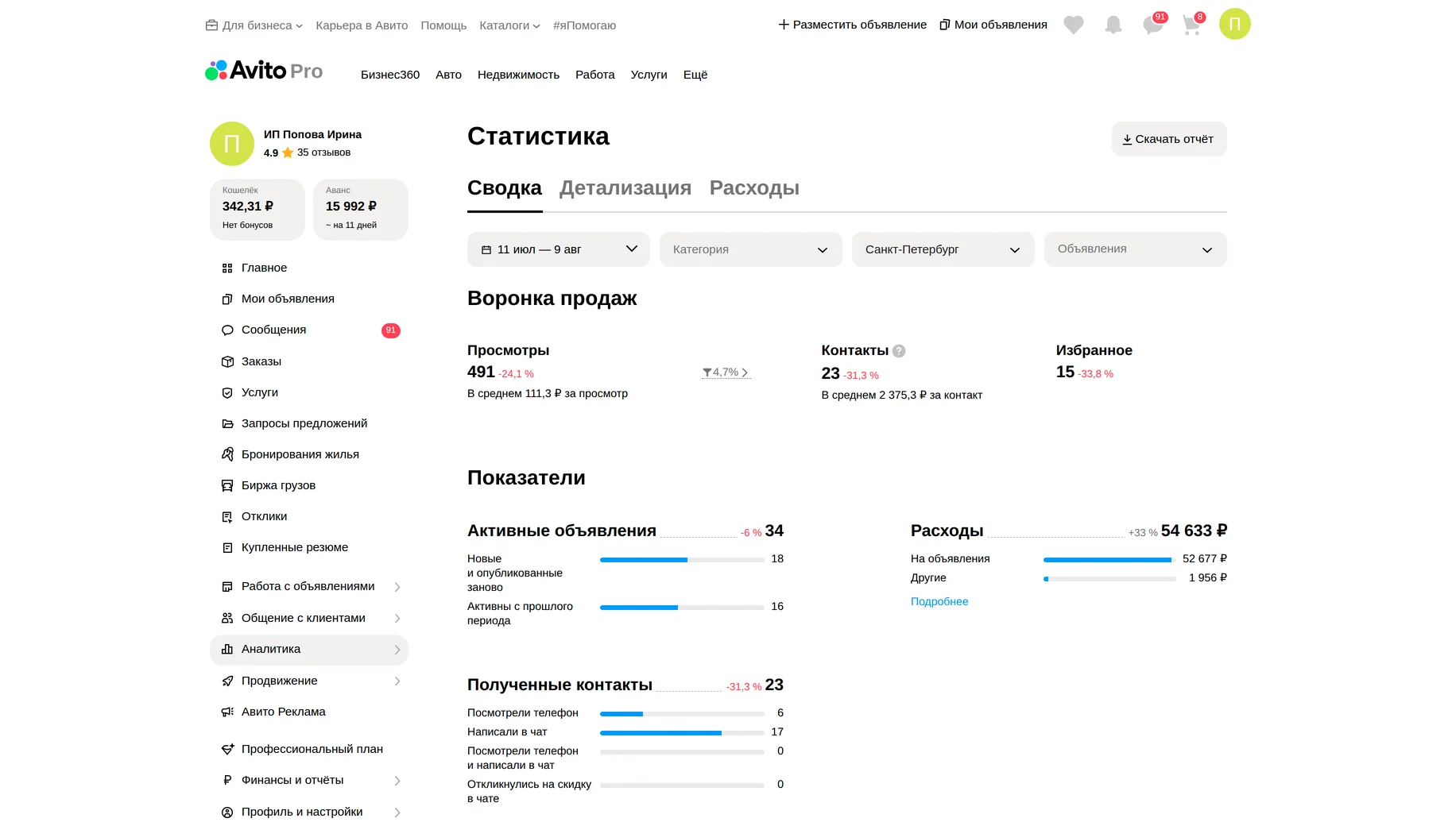 Статистика до работ