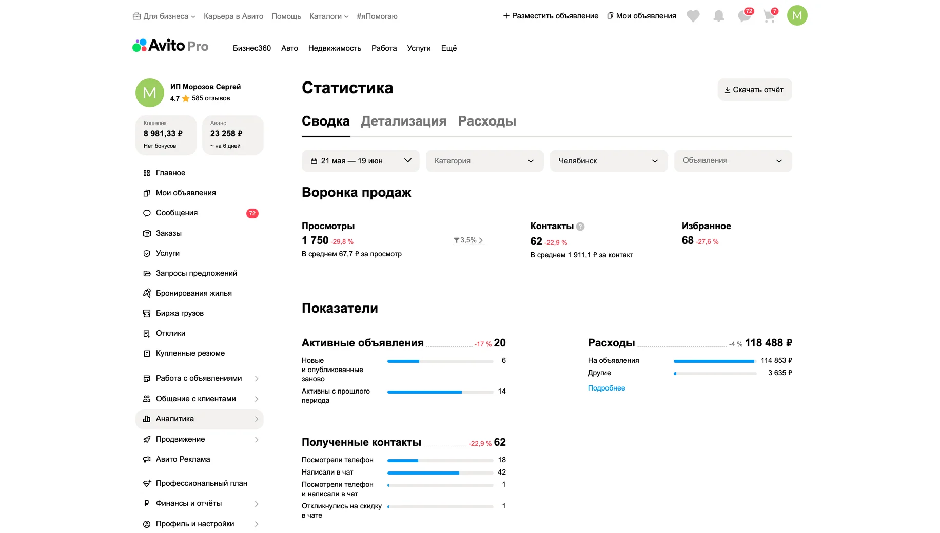 Статистика до работ