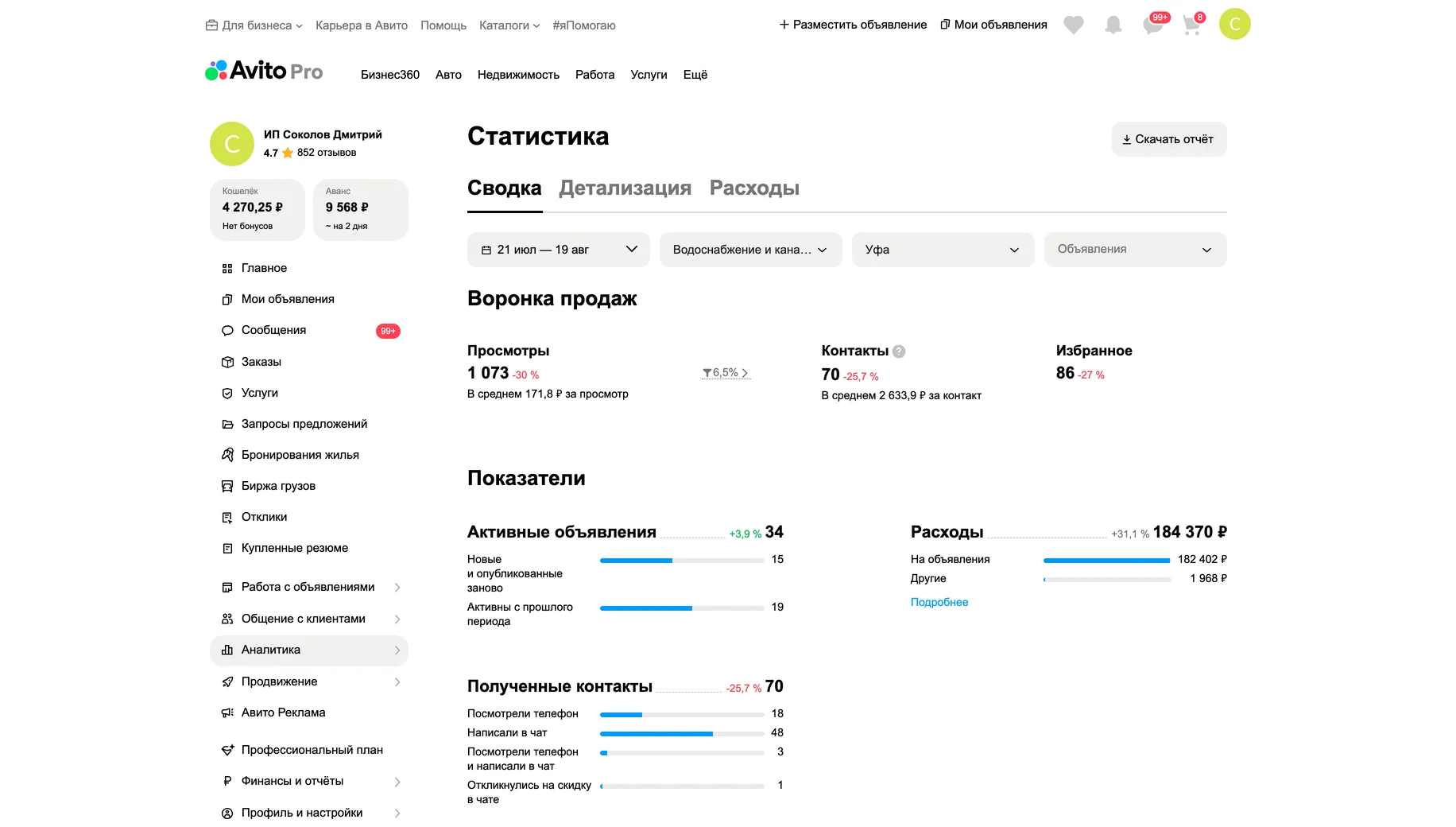 Статистика до работ